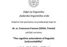 Poziv na predavanje: dr. sc. Francesca Franzon (SISSA, Trieste): "The cognitive antecedents of linguistic (un)countability" 